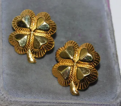 Vintage Irish Shamrock Clover St Patricks Pierced Earrings  2c 41 • $22.49