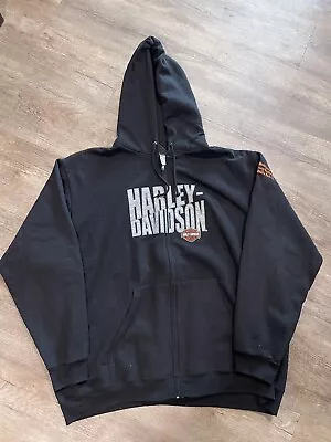 Harley Davidson Men's Black Full Zip Graphic Hoodie Size 3XL Biker Motorcycle • $19.99