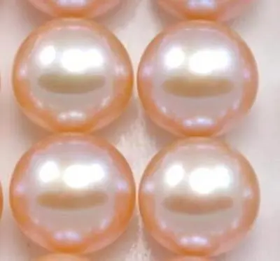 Natural Peach Pink Button Half-drilled Freshwater Pearls For Making Earrings AAA • £10.92