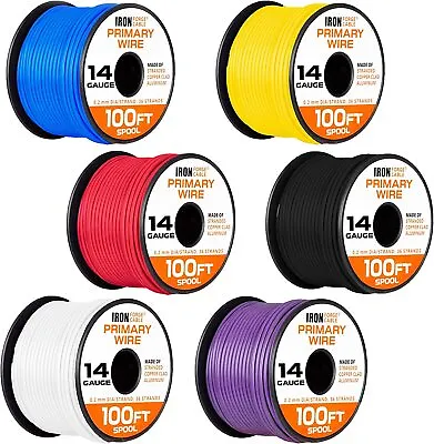 14 Gauge Primary Wire - 6 Roll Assortment Pack - 100 Ft Of Copper Clad Aluminum • $39.99