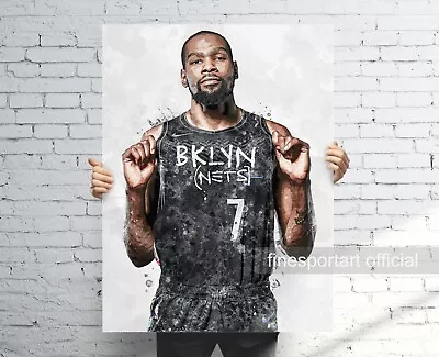 Kevin Durant Brooklyn Nets Poster Canvas Basketbal Print Sport Wall Art Gift • $81.65