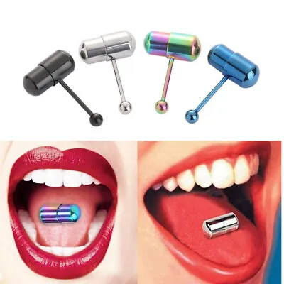 $7.99 • Buy Vibrating Tongue Ring Punk Women Men Stud Body Piercing Jewelry W/ 2 Batteries