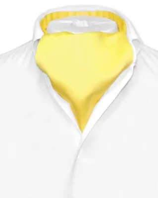 Vesuvio Napoli ASCOT Solid GOLDEN YELLOW Color Cravat Mens Neck Tie • $14.95