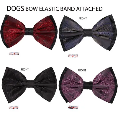 £3.90 • Buy New Dogs Bow Tie Paisley Elastic Band Attach COLLAR ACCESSORY Handmade UK 