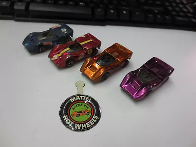 Lot Of (4) Original 1969 Redline Hot Wheels McLAREN M6A (Purple Orange Pink W/ • $100