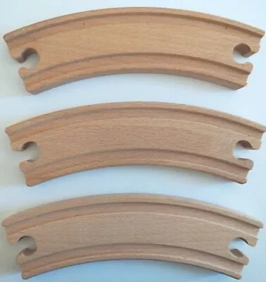 Wooden Train Track Ikea 3 X Curved Pieces 17 X 4 Cm Boys Girls Wooden Train Set • £8