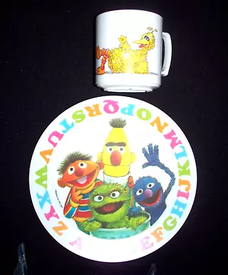 Vintage 1977 Sesame Street Muppets Plastic Mug & Plate Set • $9.50