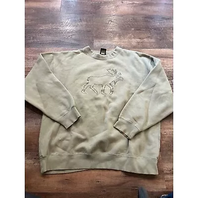 Vintage Cabelas Moose Nature Animal Sweatshirt Pullover Crewneck Tan Size XL • $14.99