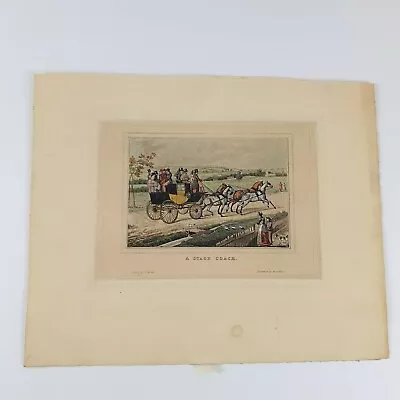 Antique 19th Century Coloured Engraving A Stage Coach By H. Alken Horse & Cart • £29.95