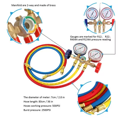 Air Vacuum Pump HVAC A/C Refrigeration Kits AC Manifold Gauge Set R12 R22 R502 • $39.87