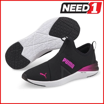 $44.95 • Buy PUMA Women's Better Foam Prowl Slip On Shoes | Black & Purple Deep Orchid 