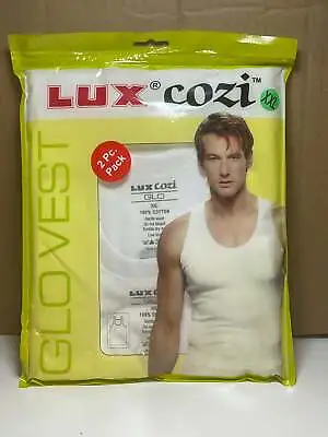 Lux COZI Men`s  VEST 100% Cotton Underwear White Pack Of 2 • $16.99