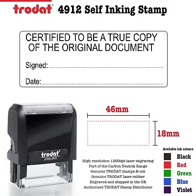 Certified True Copy Office Legal  Rubber Stamp 46mm X 18mm Trodat 4912 • £11.99