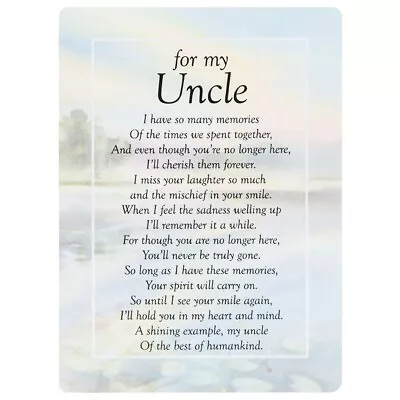 Special Uncle Lake Memorial Remembrance Verse Plastic Coated Grave Graveside Car • £3.99