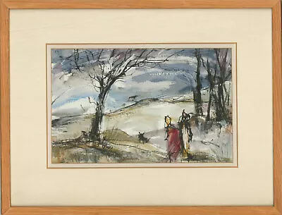 Frank Jaffe - Contemporary Watercolour A Winter's Outing • $174.67