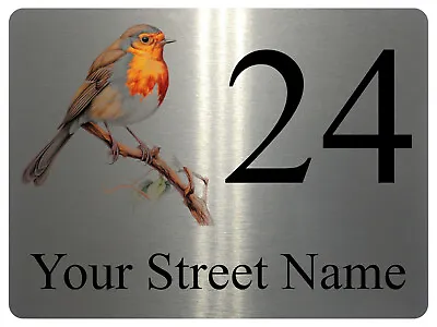 2269 Custom Personalised Address Robin Door Gate Metal Aluminium Sign Plaque • £12.88