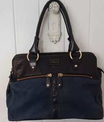 £49 • Buy Modalu Pippa Navy Blue Handbag Leather And Nubuck Shoulder Grab Bag 