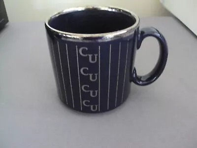 Commercial Union Insurance Vintage Coffee Mug Cup Cobalt Blue/Silver England • $11.69