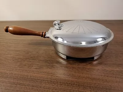 $14.99 • Buy VTG Silent Butler Crumb Pan Hinged Lid Wood Handle Krome Kraft Farber Bros NY 