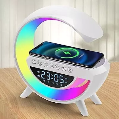 Smart Led Wireless Charging Alarm Clock Night Light Radio Bluetooth Speaker RGB • $19.99