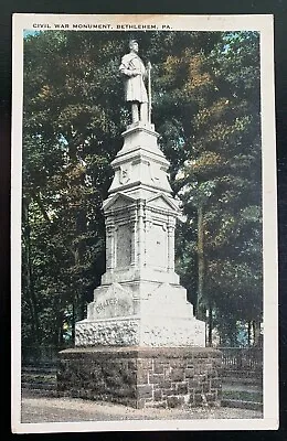 Postcard Bethlehem PA - Civil War Monument Union Soldiers • $2.95