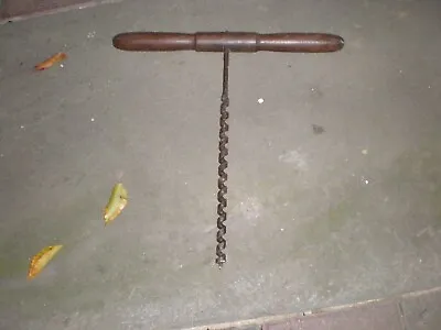 Antique Primitive T Handle Wood Auger Barn Beam 1/2  Hand Drill • $21