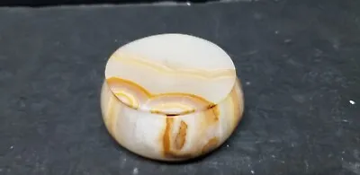 Vtg Alabaster Onyx Marble Trinket Jewelry Round Covered Box  • $11.75