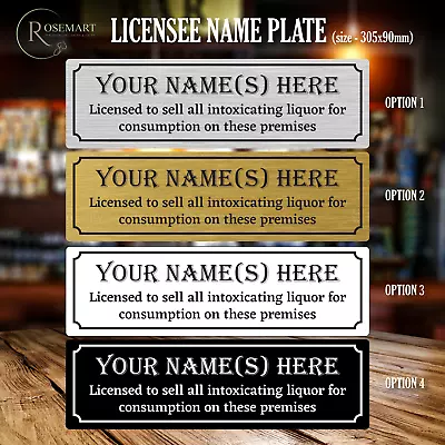 Personalised Pub Bar Licensee Name Plate Plaque Aluminium Metal Sign Above Door • £6.49