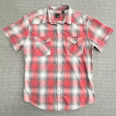 JF J Ferrar Modern Fit Mens L Shirt Western Plaid Short Sleeve Snap Pearl Button • $11.10