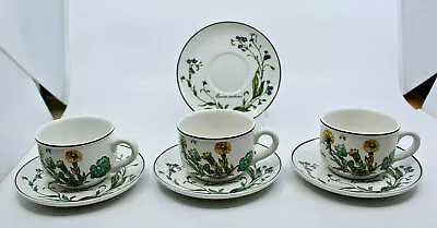 Villeroy And Boch Botanica Porcelain White Coffee 3 Mug Cup 4 Saucer Flower Set  • $65.84