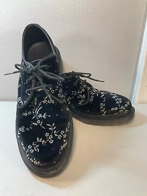 Dr Doc Martens Black Velvet Floral W 10 Hugh HTF • $95