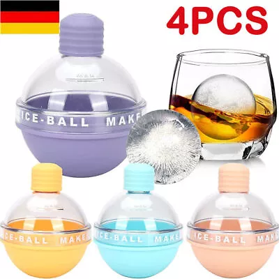 4x Ice Ball Maker 3D Large Silicone Ball Round Ice Cube Mold Tray Set DE • £15.63