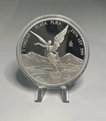 2016 Mexico Libertad 5 Oz PROOF Mexican Silver Coin In Direct Fit Capsule • $339.99