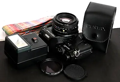 CLA'd Pentax Super A 35mm Film SLR C/w Smc Pentax-A 50mm F/1.7 Lens & Flash Kit • $716.40