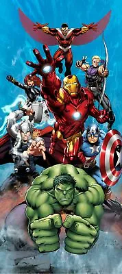 Superhero Wall Mural Door Size Photo Wallpaper 202x90cm Avengers Marvel Hulk • $66.34