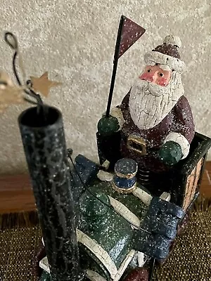 CAST IRON TRAIN LOCOMOTIVE SANTA HANDPAINTED CHRISTMAS VINTAGE Collectible RARE • $16.79