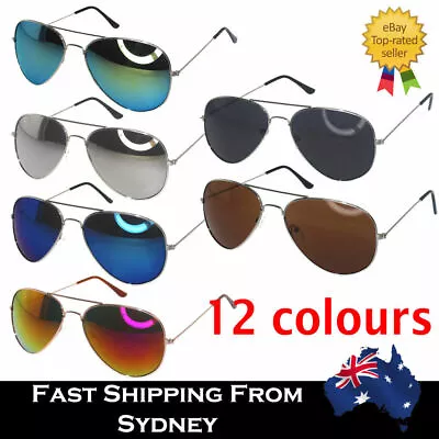 Mens Womens Aviator Sunglasses Colorful Mirror Lens • $14.99