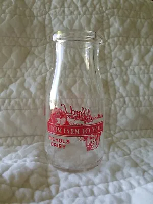 Vintage 1/2 Pint Milk Bottle Nichols Dairy Alford Lake Jersey Farm Union Maine • $16.25