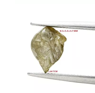 Uncut Diamond 1.64ct Grayish Yellow Sparkling Natural Antique Drop Shape For Gif • £32.77