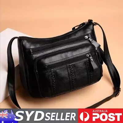 Fashion Solid Color Messenger Handbag Casual Women Multi Pocket PU Crossbody Bag • $11.89