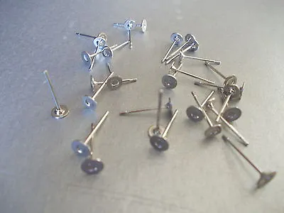 20 X Stainless Steel Ear Studs 4mm Flat Blank Pad Use For  Earring Making • £3.20