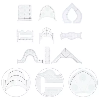  9 Pcs Acrylic Quilters Ruler Sewing Curves Rulers Patchwork Tools Accessories • £19.79