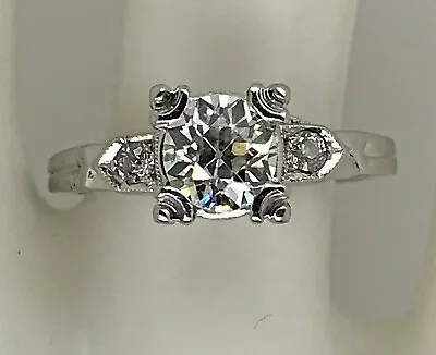 Vintage Platinum Round .85 Ct  VS1-I Miners Cut Diamond Ring Size 7  • $1950