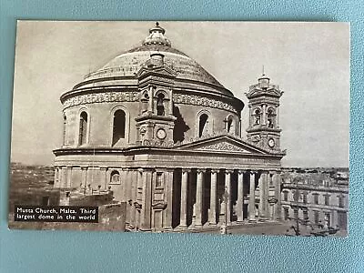 Vintage Postcard Musta Church Malta • £0.99