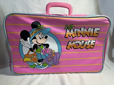 Vtg Walt Disney World Minnie Mouse Travel Kid Suitcase Luggage Case Vacation Bag • £23.75