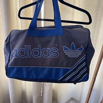 Vintage Adidas Three Stripe Duffel Gym Soccer Bag - Blue And Grey • $32.98