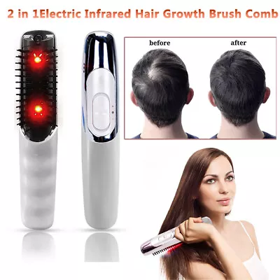 Electric Infrared Laser Hair Growth Head Scalp Vibrating Massager Comb Brush • £8.69