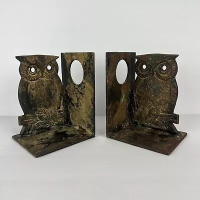 Vintage Iron Owl Bookends Japan Japanese Verdigris Green Patinated • £102.40