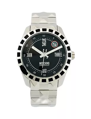 MOSCHINO MW0023 Joe Black Dial Silver-tone Stainless Steel Men's Watch • $181.75