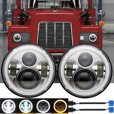 7'' Inch Round LED Headlights DRL Hi/Lo For 1981-1985 Mack R R600 R700 Truck • $40.58